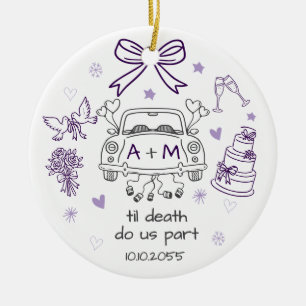 First Christmas Married Couple Personalised Ceramic Tree Decoration