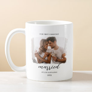 First Christmas Married Elegant Photo Newlyweds Coffee Mug