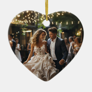 First Christmas Married Heart Shape Ceramic Tree Decoration