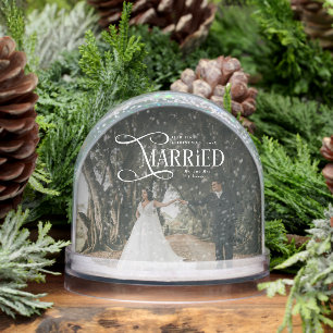 First Christmas Married Mr & Mrs Couples Photo  Snowglobe