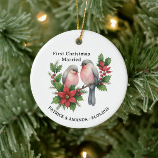 First Christmas Married Mr & Mrs Name Ceramic Tree Decoration