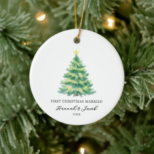 First Christmas Married Newlywed Ceramic Tree Decoration
