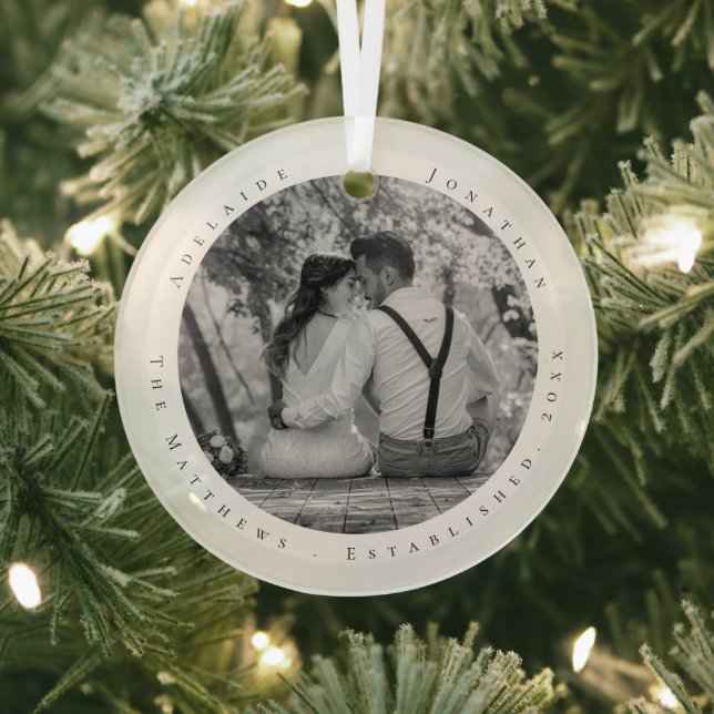 First Christmas Married Newlywed Date Established Glass Tree Decoration (Insitu)