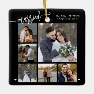 First Christmas married newlywed keepsake photo Ceramic Ornament
