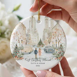 First Christmas Married NYC Ceramic Tree Decoration