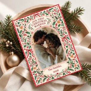 First Christmas Married Photo Holiday Card