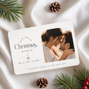 First Christmas Married Split Photo Holiday Card