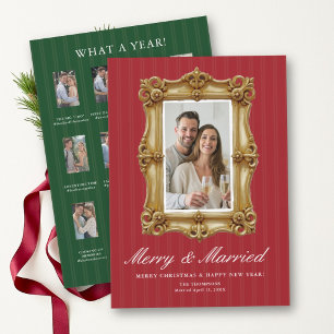 First Christmas Married Vintage Duo What a Year Holiday Card