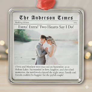 First Christmas Married   Wedding Announcement  Metal Tree Decoration