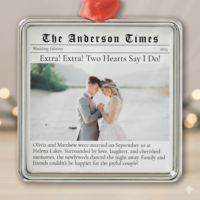 First Christmas Married | Wedding Announcement  Metal Tree Decoration (Creator Uploaded)