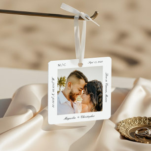 First Christmas Married Wedding Honeymoon Photo Metal Tree Decoration