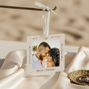 First Christmas Married Wedding Honeymoon Photo Metal Tree Decoration