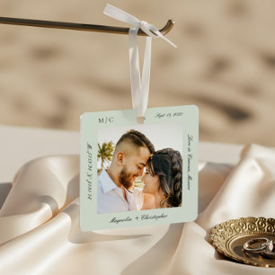 First Christmas Married Wedding Honeymoon Photo Metal Tree Decoration