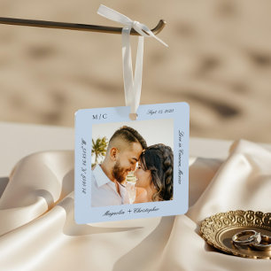 First Christmas Married Wedding Honeymoon Photo Metal Tree Decoration