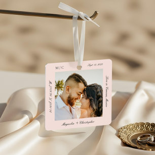 First Christmas Married Wedding Honeymoon Photo Metal Tree Decoration