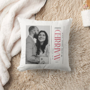 First  Christmas Married Wedding Photo Newlyweds Cushion
