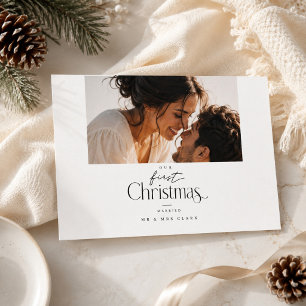 First Christmas Married Wide Photo Holiday Card