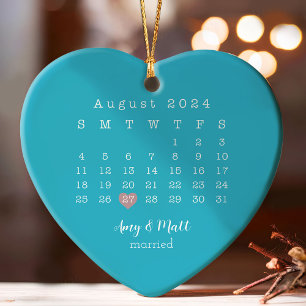 First Christmas Married with Date & Photo in Back  Ornament