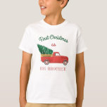 First Christmas Matching Family Holiday Brother T-Shirt<br><div class="desc">The traditional red truck all loaded up with the tree in time for Christmas. Add the matching family,  team,  or coworkers name the year and occasion by clicking the "Personalise" button above. 

These would look good in the family holiday photos. Perfect keepsake and memorabilia</div>