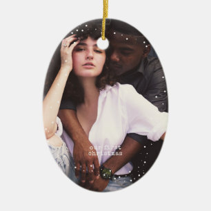 First Christmas Minimal Typewriter Photo Oval Ceramic Tree Decoration
