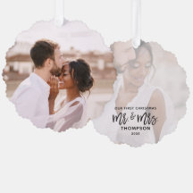 First Christmas Modern Mr Mrs Photo Template
