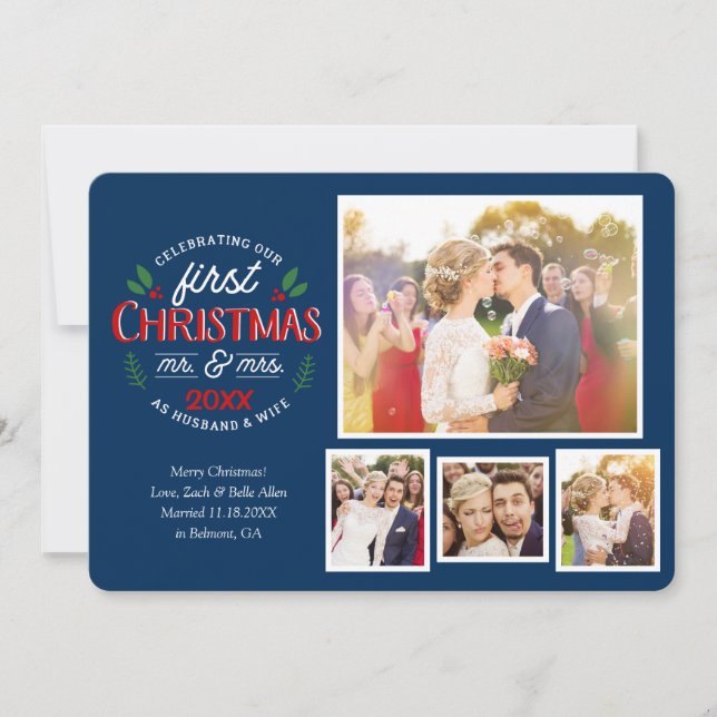 First Christmas Mr. & Mrs. Circle 4 photo | Holiday Card (Front)