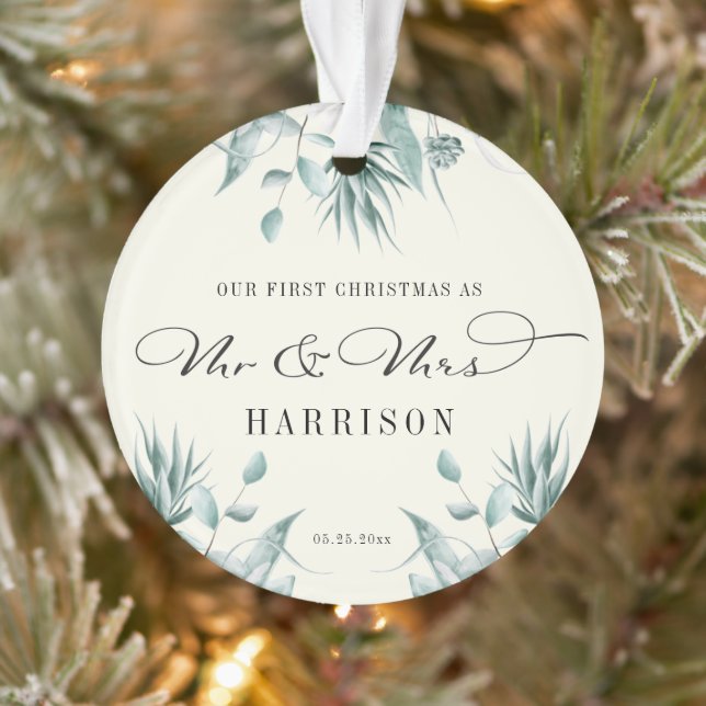 First Christmas Mr & Mrs Eucalyptus Greenery Ornament (Tree)