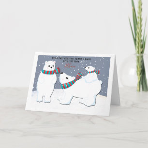 First Christmas Mummy And Daddy Polar Bear Family Holiday Card
