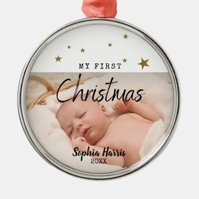 First Christmas New Baby  Metal Ornament (Front)
