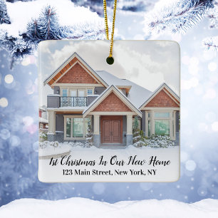 First Christmas New Home Address Housewarming Ceramic Ornament