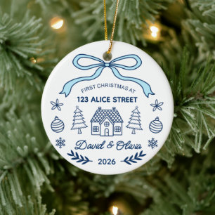 First Christmas New Home Address & Names Ceramic Tree Decoration