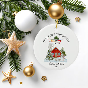 First Christmas New Home Cessna Airplane and Tree Ceramic Tree Decoration