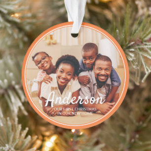 First Christmas New Home Modern Family Photo Ornament