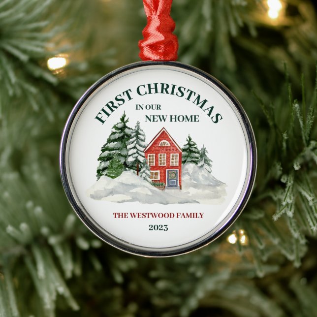 First Christmas New Home Red Brick Winter Boho Metal Tree Decoration (Tree)