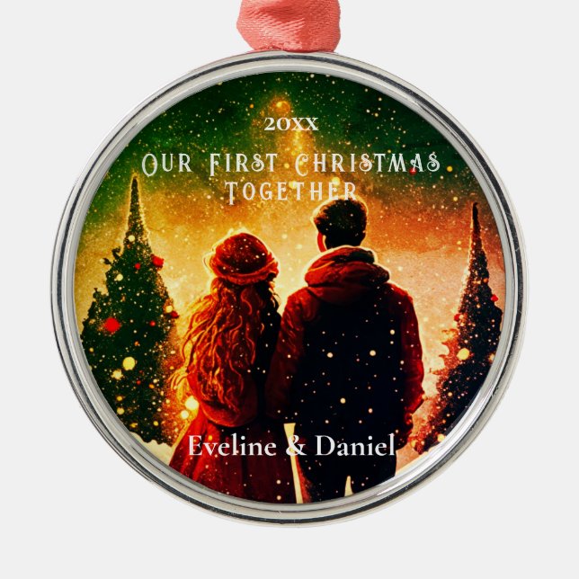 First Christmas Newlyweds romantic couple Ornament (Front)