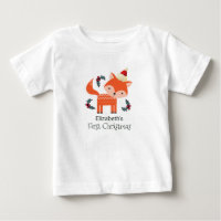 First Christmas Orange Fox In Santa Hat Customised