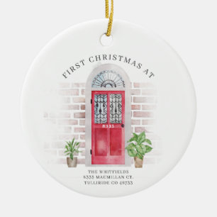 First Christmas Our New Home Address Custom Ceramic Tree Decoration
