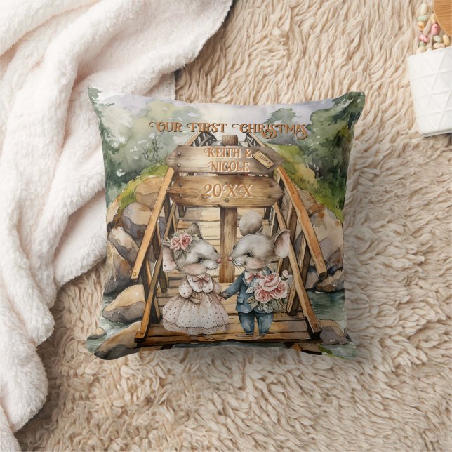 First Christmas Outdoorsy Couple Newlywed Cushion (Blanket)