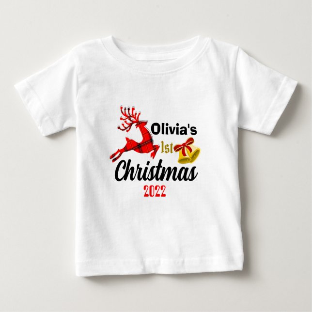 First Christmas Personalised  Baby T-Shirt (Front)