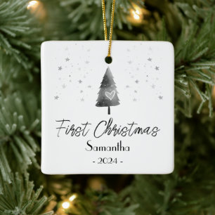 First Christmas Personalised Elegant Ceramic Ornament