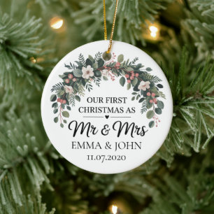 First Christmas Personalised Family Christmas 2025 Ceramic Tree Decoration
