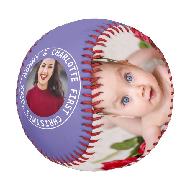 First Christmas Personalised One Of A Kind Photo Baseball (Angled)