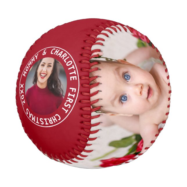 First Christmas Personalised One Of A Kind Photo Baseball (Angled)