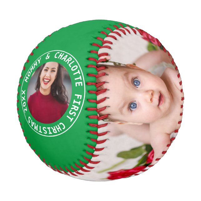 First Christmas Personalised One Of A Kind Photo Baseball (Angled)