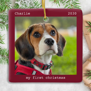 First Christmas Personalised Pet Puppy Dog Photo Ceramic Ornament