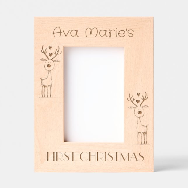 First Christmas, Personalized  4 x 6" Portrait  Etched Frames (Front)