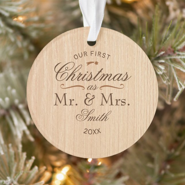 First Christmas Personalized Rustic Ornament (Tree)
