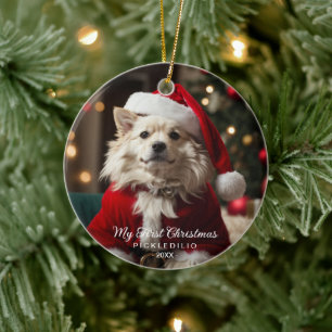 First Christmas Pet Dog Funny Photo Ornament