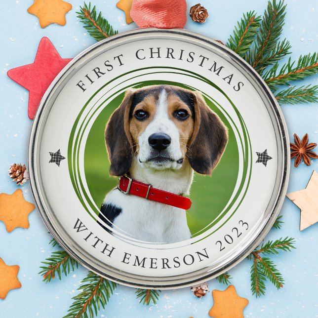 First Christmas Pet Dog Photo Keepsake Metal Tree Decoration (Creator Uploaded)