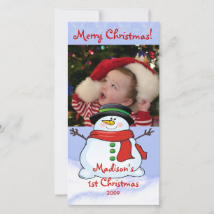 First Christmas Photo Card Snowman